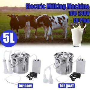 5L Dual Heads Electric Milking Machine Vacuum Impulse Pump Cow/Goat Milke Tool