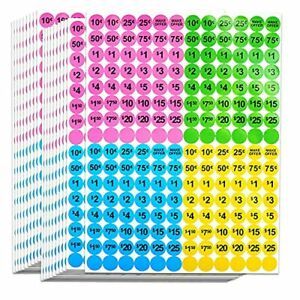 Dreecy 3840 PCS Garage Sale Pre-Priced Pricing Labels 3/4&#034; Round Diameter Fle...