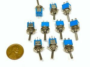 10 Pack sub miniature toggle switch On/On 6 Pins SMTS-202 latching lock 5mm G26