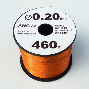 0.2 mm 32 AWG Gauge 460 gr ~1600 m (1 lb) Magnet Wire Enameled Copper Coil