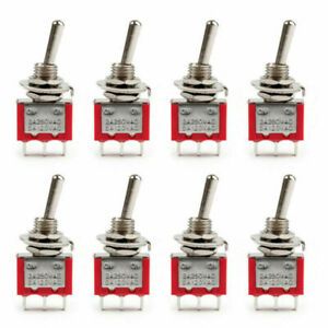 8Pcs Mini 6mm MTS-102 Toggle Switch 3 Pin 2 Position ON-ON 5A/125VAC 2A/250VAC