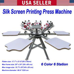 6 Color 6 Station Silk Screen Printing Machine with Micro Registration US STOCK