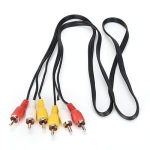 3 RCA Male to 3 RCA Male Composite Audio Video AV Cable Plug 1M  W fi