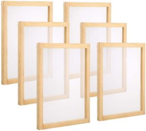 6 Pieces Wood Silk Screen Printing Frames 10 x 14 Inches with 110 White Mesh