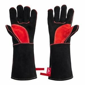 HereToGear Fireproof and Heat Resistant Welding Gloves - 14IN (L-XL), Black