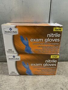 2 BOXES MEMBER&#039;S MARK NITRILE EXAM GLOVES SIZE LARGE 2x200 (400 Counts)