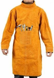 Welding Jacket Leather Apron Heavy-Duty Work Anti-scald Flame Large, Brown
