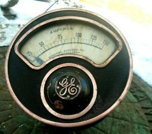 Vintage GE  industrial Volt Meter Steampunk gauge General Electric 7&#034;