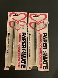Vintage 1983 PaperMate Jumbo PowerPoint Pen Refill Fine Point Black Ink NEW