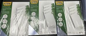 Lot Of 3 Fellowes Work Better Binding Covers 100 Pack Letter Size  Clear (52043)