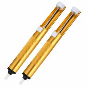Desoldering Pump 19cm Manual Vacuum Solder Sucker Removal Hand Tool Gold 2pcs