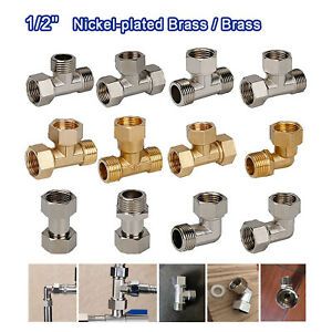 1/2&#034; Brass Compression Fittings Straight, Coupler, Elbow, Tee Connector Adaptors