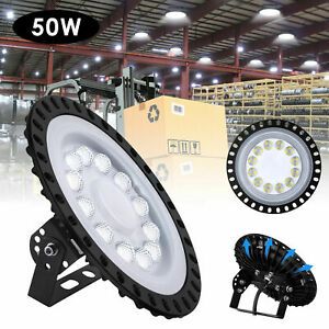 50W Bright Warehouse LED UFO High Bay Lights Factory Shop GYM Work Light Lamp
