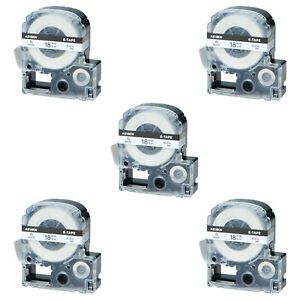 5PK Black on Clear 3/4 in Compatible with EPSON LK-5WBN LabelWorks LW-400 Tape