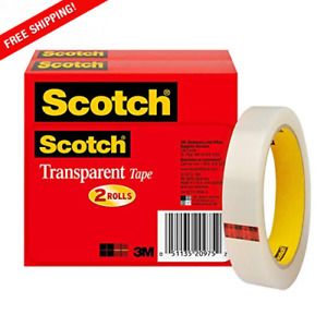 Scotch Transparent Glossy Finish Tape, 3/4 x 2592 Inches, 3 Inch Core, 2 Roll...