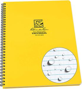 Rite In The Rain Weatherproof Side Spiral Notebook, Yellow Cover, Universal Page