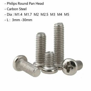 M1.4 M2 M2.5 M3 M4 M5 Round Head Machine Screws Nickel Phillips Head Bolts Pozi