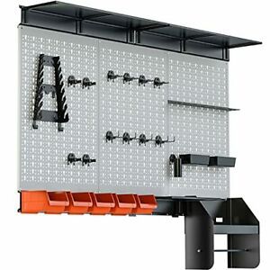 TORACK Pegboard Wall Organizer 4 ft. 48x40 inch Garage Metal Pegboard Organiz...