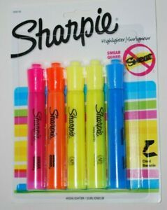 Sharpie Accent Highlighters Pack Of 5 Pink Orange Yellow Blue Smear Guard