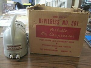 DEVILBISS PORTABLE AIR COMPRESSOR, #501, SEE PICS,