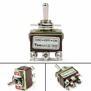 1x Toggle Switch 3 Terminal 4Pin (ON)-OFF-ON 15A 250V DPST Industrial Grade  UA