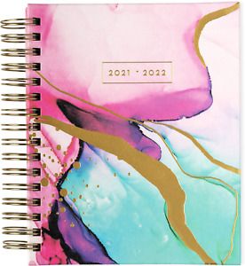 2021-2022 Spiral Agenda Planner, Wild Marble, Weekly &amp; Monthly Views,Sticker She