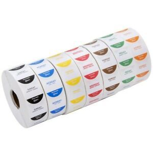 Noble Products 1&#034; Removable Day of the Week Label Rolls (4)