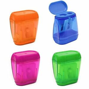 04 Pcs Pencil Sharpener  Manual Sharpeners Double Holes , Lid Colored Sharpeners