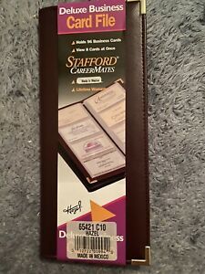 Stanford Career Mates Hazel Vinyl Business Card File, 96 Card Cap New