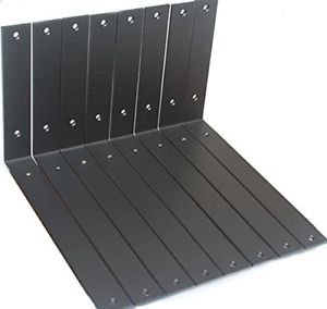8 Pack - Frosted Black L12&#034; x H 8&#034; x W 1.5&#034;, 5mm Thick Rustic Shelf Bracket,