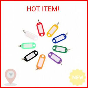 Uniclife 40 Pack Tough Plastic Key Tags with Split Ring Label Window, Assort …