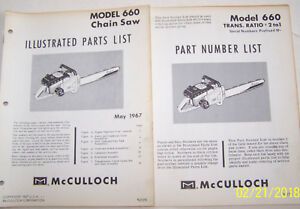 McCULLOCH CHAIN SAW MODEL 660 ORIGINAL OEM ILLUSTRATED PARTS LIST