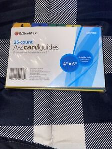OfficeMax Poly Index Card Guides Alphabetical A-Z Assorted Colors 4&#034; x 6&#034; (NEW)
