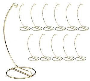 BANBERRY DESIGNS Gold Ornament Stands - Set of 12 Brass Metal Christmas Ornament