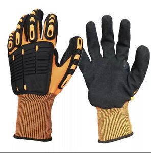 mechanics gloves large Cut Resistance Anti Vibration Rubber Coated. Oil Workers