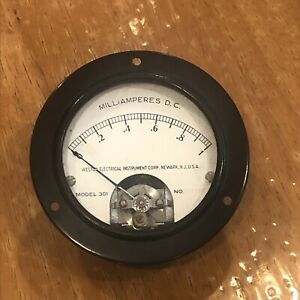 Vintage Weston Electrical Instrument Gauge Model 301 Milliamperes D.C. 0-1 Metal