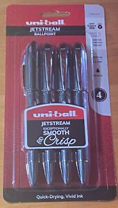 Uni-Ball Jetstream Medium Point 1.0mm Ballpoint Pen Black Ink Uniball 4-Pack NEW