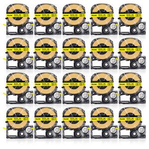 20PK Black on Yellow Tape Compatible with Epson LW600 LK-3YBW KingJim SC9YW 3/8&#034;