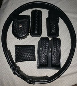 Black Synthetic Basketweave Police Security Corrections Sheriff Duty Belt