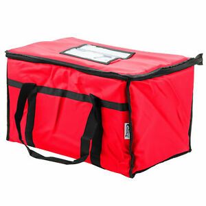 Insulated Food Delivery Bag / Pan Carrier, Red Nylon, 23&#034; x 13&#034; x 15&#034;