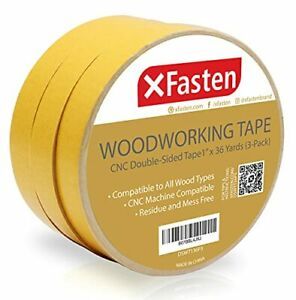 XFasten Double Sided Woodworking Tape 1-Inch by 36-Yards 3-Pack - Double Face...