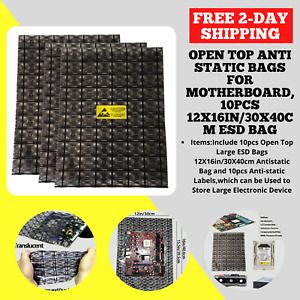 Daarcin Open Top Anti Static Bags for Motherboard,10pcs 12X16in/30x40cm ESD