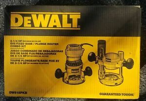 DEWALT DW618PKB 2-1/4 HP EVS Fixed Base/Plunge Router Combo Kit w/ Soft Start