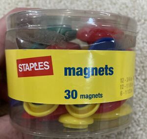 Staples Assorted Magnets Asst. Colors 30/PK Item # 382835