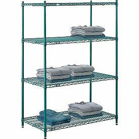 Nexel Poly-Green, 4 Tier, Wire Shelving Starter Unit, 42&#034;W x 21&#034;D x 54&#034;H