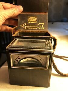 Vintage Aqua Survey Magnetic Dipping Meter Locator Compass Art Deco + NICE Case