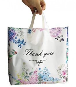 50 Pcs Thank You Plastic Merchandise Shopping Bags Boutique Retail Reusable Bags