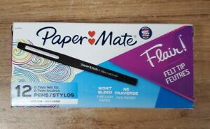 Paper Mate Flair Felt Tip Pen Black Ink Medium Point 12 Count Box
