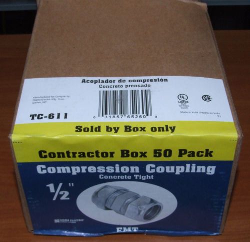 Sigma compression coupling for 1/2&#034;  emt conduit - concrete tight  box of 50 new for sale