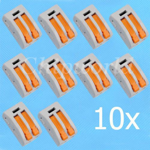 10pcs wago spring lever push fit reuseable cable 2 wire for sale